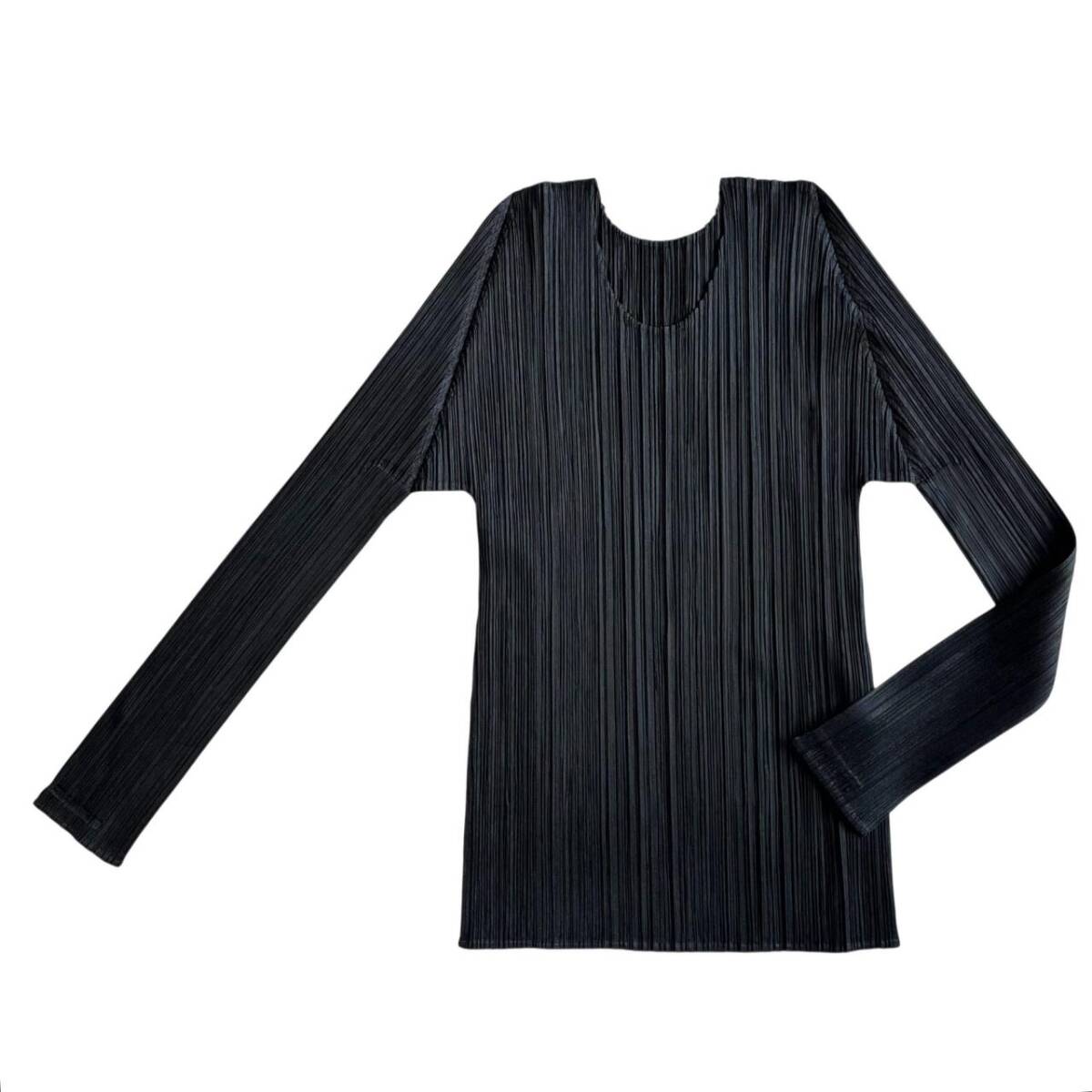 ○ISSEY MIYAKE イッセイミヤケ PLEATS PLEASE プリーツプリーズ 長袖カットソー ポリエステル 黒 PP41-JK125 サイズ4拍卖