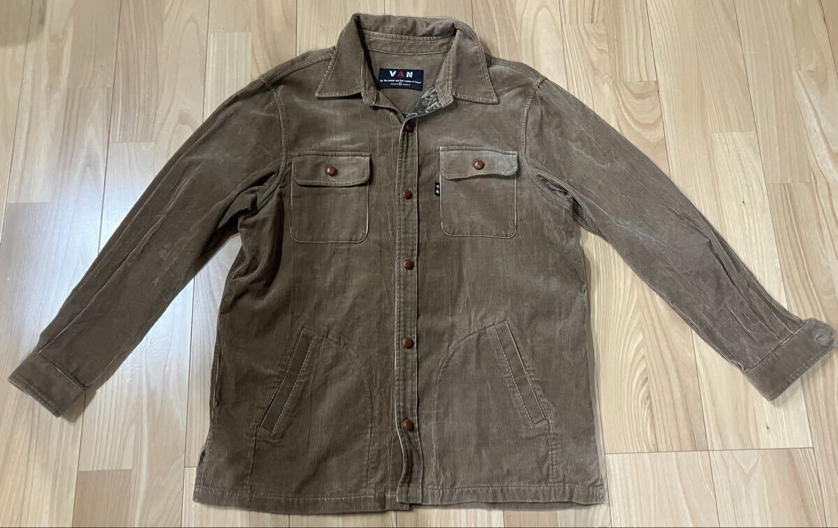 VAN コーデュロイジャケット ヴァン Lサイズ 綿100% アウター 古着 秋コーデ 長袖 カジュアル シンプル ポケット付き 秋コーデ拍卖