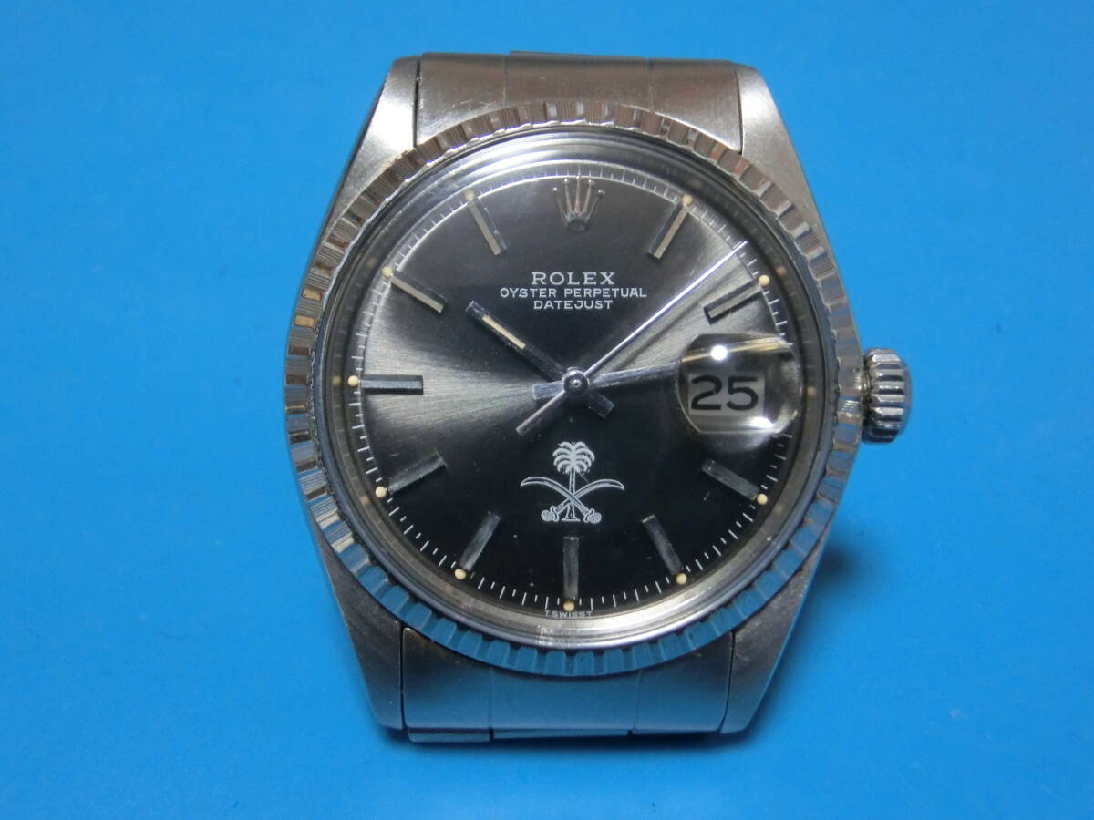 激レア ロレックス デイトジャスト 1603 サウジアラビア国樹 サンレイグレイ文字盤 35番台 巻きブレス ヴィンテージ 交換文字盤付属拍卖