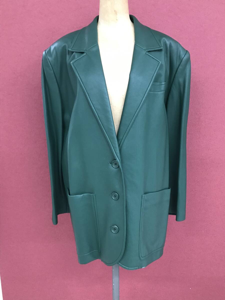 HG8777 Christian Dior レザージャケット プレタポルテ Lサイズ グリーン クリスチャンディオール拍卖