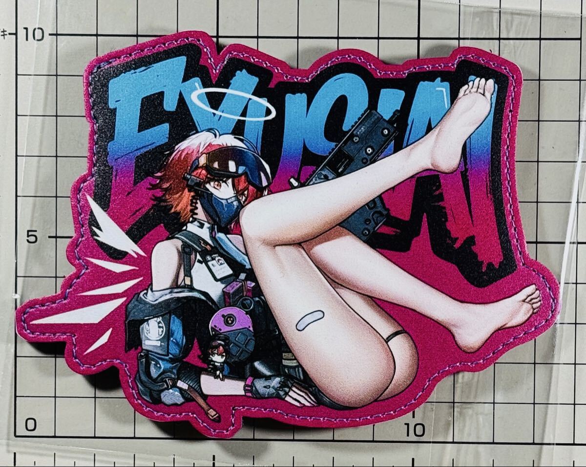 国内未発売 正規品 KuROinu9描き下ろし アークナイツxデルタフォース エクシア 主線立体特殊印刷 大判レザーベルクロパッチ ■ ワッペン 拍卖