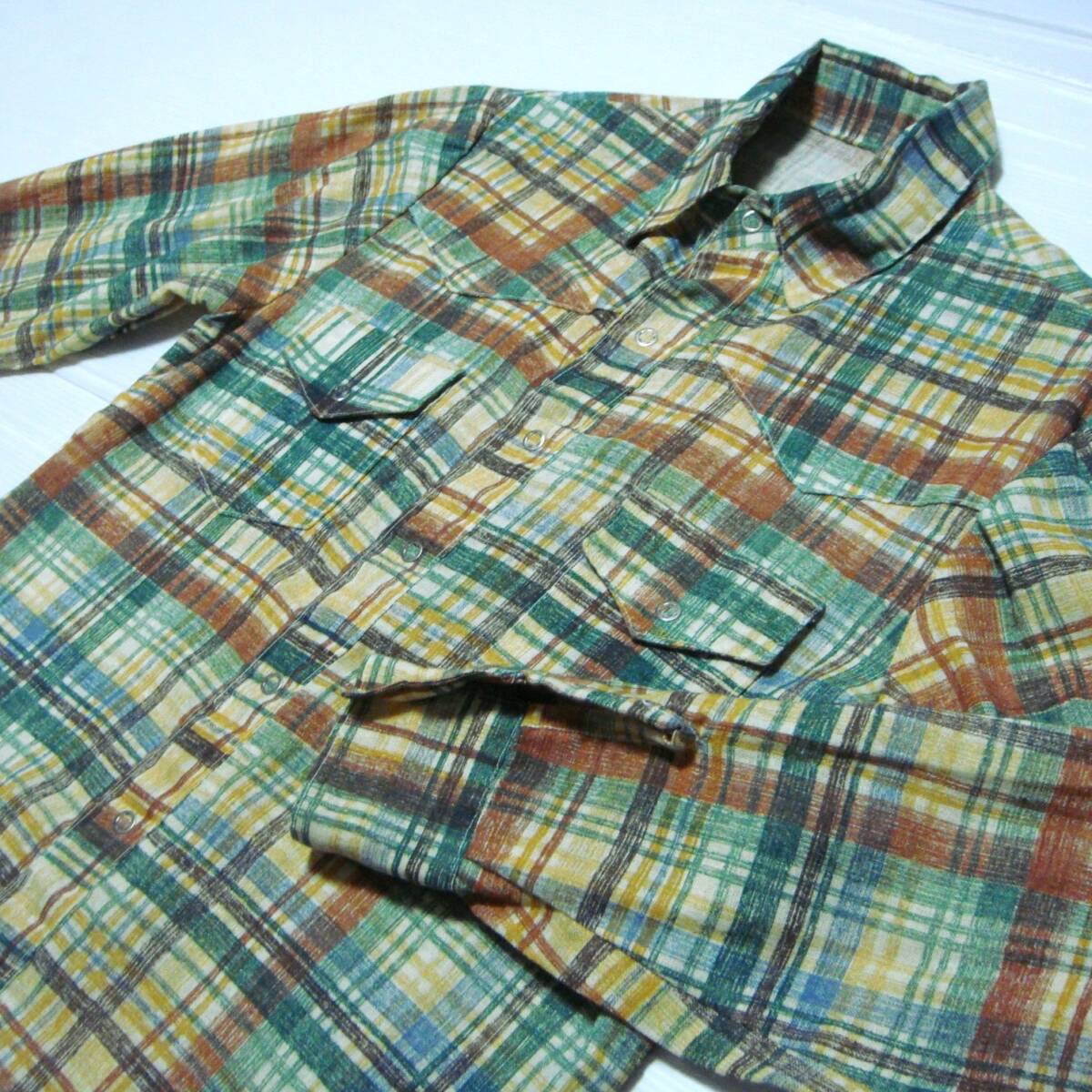 【 60s フルスナップ 6つ釦 】VINTAGE ウエスタンシャツ M ■ホームソーイング ビンテージ アメリカ USA古着 o10 【送料無料】拍卖