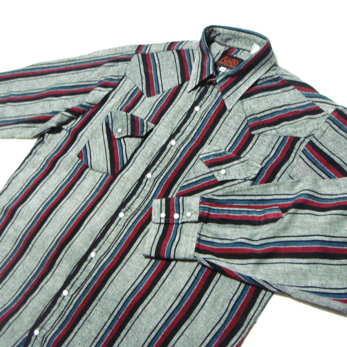 ■ 創業1878年 ELY / PLAINS 【ストライプ ほっこり フランネル地 ウエスタンシャツ XL】アメリカ ネルシャツ USA o10■ウエスタン大量出品拍卖