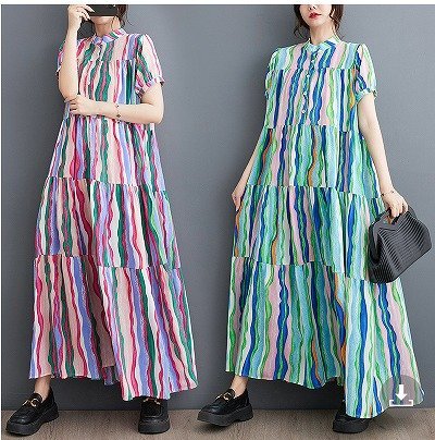 ファッションワンピース グリーン/ピンク フリー グリーン拍卖