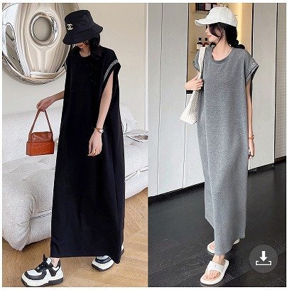ファッションワンピース ブラック/グレー 4XL グレー拍卖