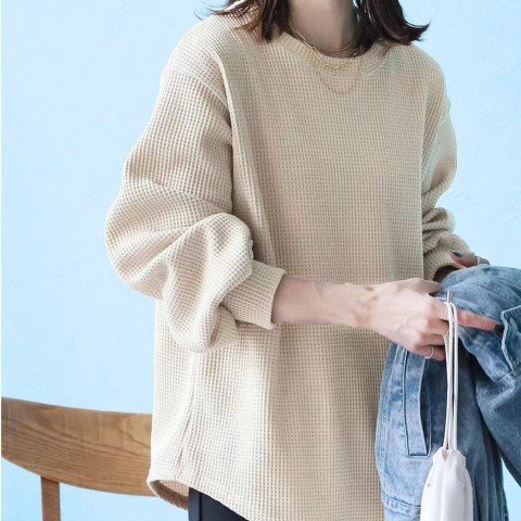 長袖Tシャツ レディーストップス デザイン 韓国ファッション ゆったり L ホワイト拍卖