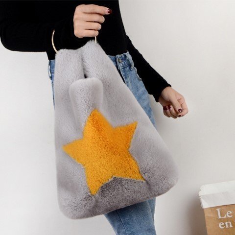 ファーバッグ ハンドバッグ 韓国ファッション デザイン 星 ハート フリー 9番商品拍卖