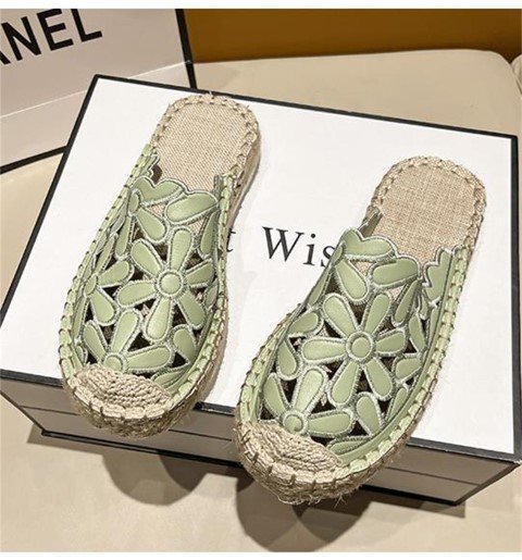 サンダル フラットスリッパ カジュアル シンプル 歩きやすい レディースシューズ 【35】22.5cm グリーン拍卖