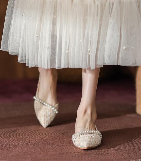 パンプス フラット ポインテッドトゥ 38 ベージュ拍卖