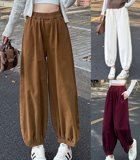 サルエルパンツ 切り替え 体型カバー 着痩せ M ローズ拍卖