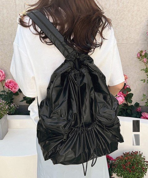 軽量リュックサック巾着ナップサック大容量 ワンサイズ シルバー拍卖