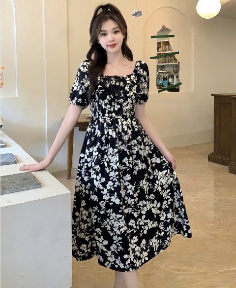 ファッションワンピース ブラック/ホワイト L ブラック拍卖