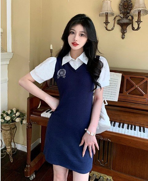 ファッションワンピース XL ブルー拍卖