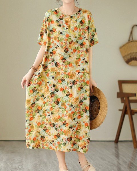 ファッションワンピース イエロー/ブルー XL イエロー拍卖