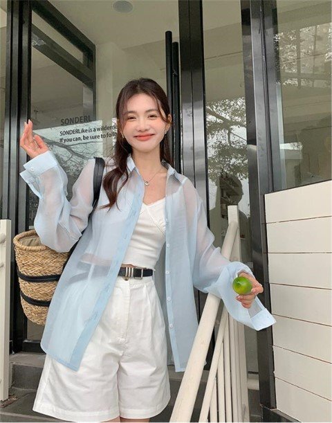 トップス 長袖 ブラウス 羽織 きれいめ カジュアル 薄手 レディース M ピンク拍卖