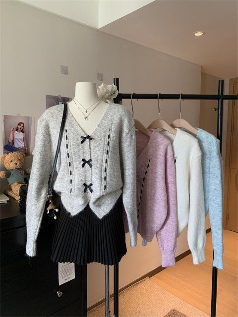 韓国風 気質 おしゃれ 人気 ニット カーディガン フリー ホワイト拍卖