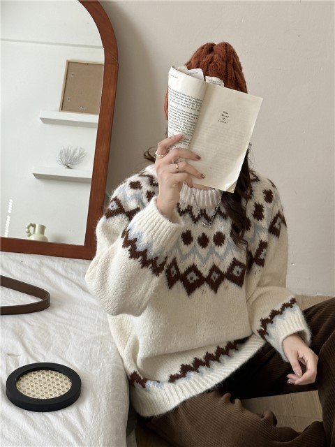 ニット セーター トップス カジュアル系 可愛い フリー ベージュ拍卖