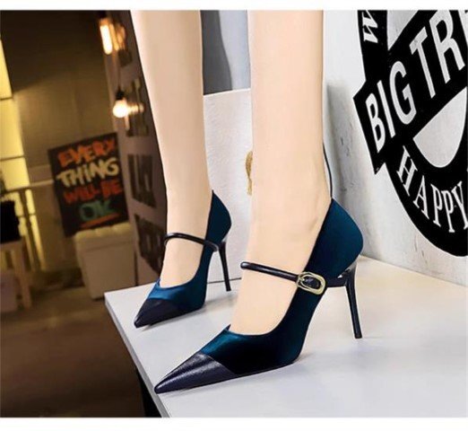 ハイヒール ポインテッドトゥ ピンヒール 細いヒール 【38】24cm グリーン-10cm拍卖