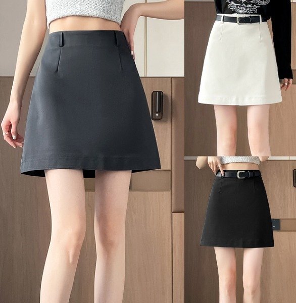 ミニスカート ショートスカート シンプル カジュアル 無地 レディース 2XL ベージュ拍卖