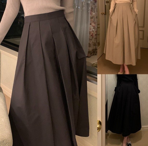 スカート フリル 切り替え 体型カバー 着痩せ S ダークグレー拍卖