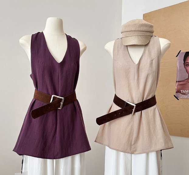 トップス シャツ ノースリーブ 袖なし Vネック きれいめ 上品 お出かけ オフィスカジュアル OL 通勤 レディース フリー ブラック拍卖