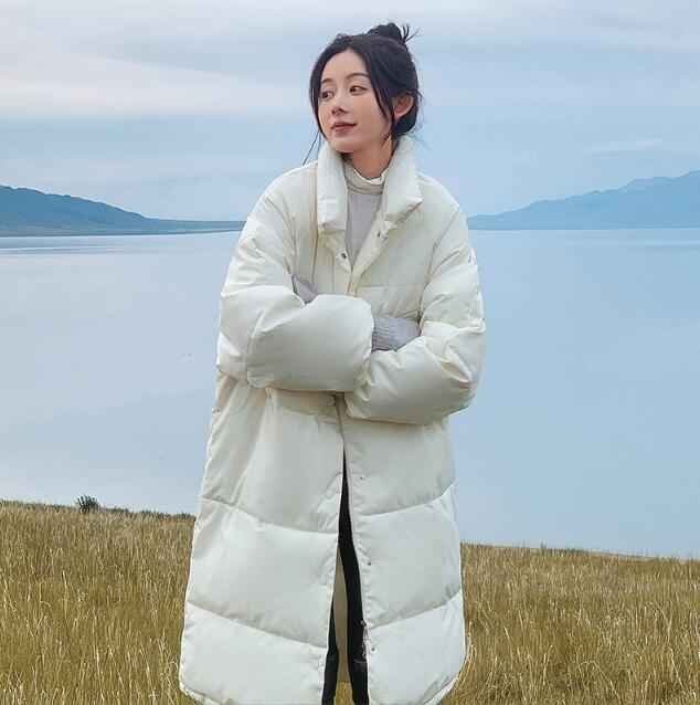 ダウンジャケット ロング丈 コットン 防寒 レディース M オレンジ拍卖