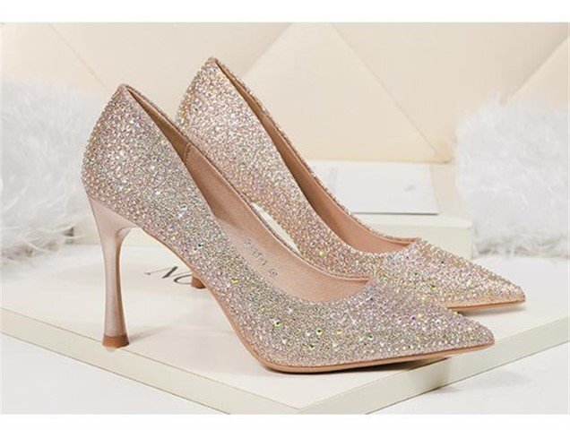 細いハイヒール ポインテッドトゥ 【39】24.5cm シルバー-9.5cm拍卖