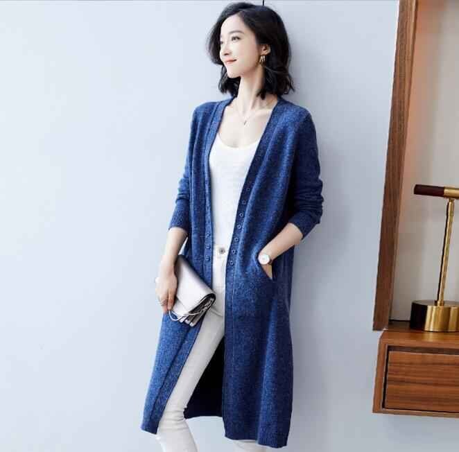 M-2XL レディース カジュアルカーディガン 韓国風 ニット ロングカーディガン M 1番拍卖