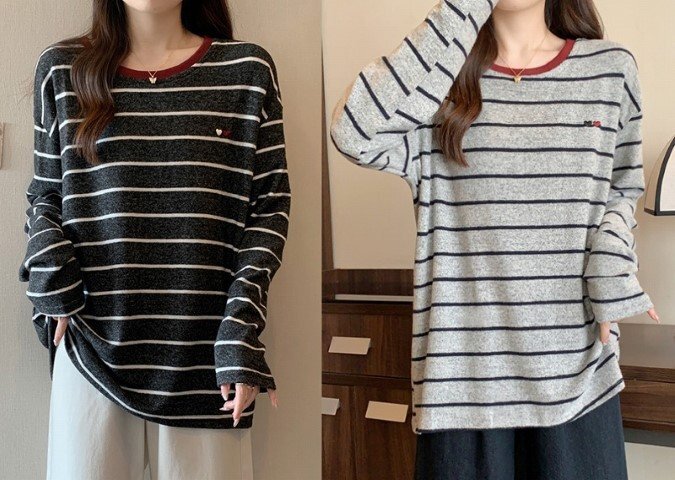 トップス 長袖Tシャツ ボーダー柄 シンプル カジュアル カットソー レディース XL ブラック拍卖