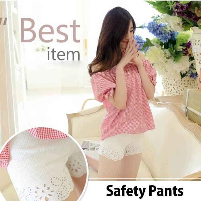 レース ショートパンツ ウエストゴム リラックス生地 フリー ネイビー拍卖