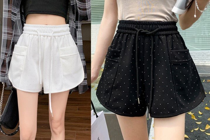 【高品質】全2色 ショートパンツ ショーパン 切り替え 体型カバー 着痩せ シンプル カジュアル M ブラック拍卖