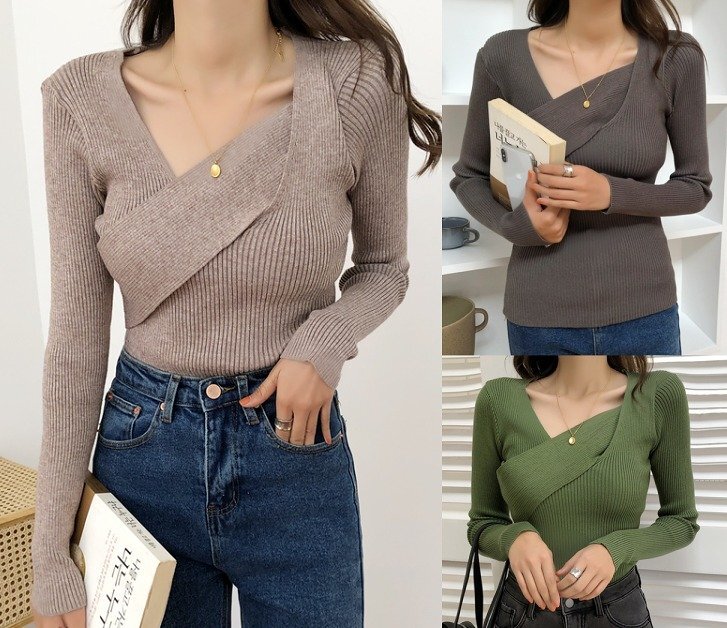 長袖トップス アシンメトリー 切り替え スリム 着痩せ カットソー フリー イエロー拍卖