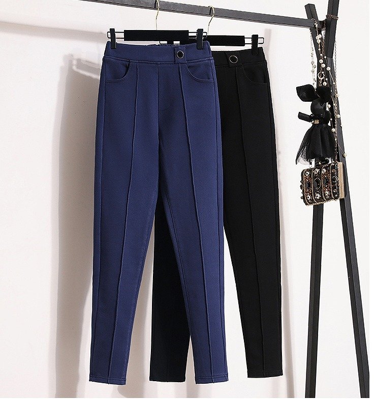 【大きいサイズXL-5XL】裏起毛ファッションパンツ ブルー/ブラック2色展開 3XL ブラック拍卖