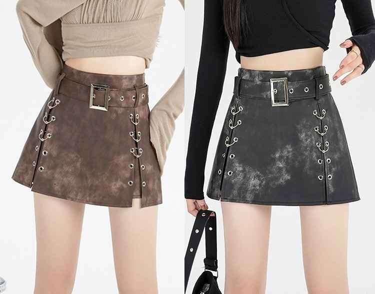 ミニスカート ハイウエスト フリル カジュアル かわいい 秋冬 ボトムス【大きいサイズあり】 L ブラック拍卖