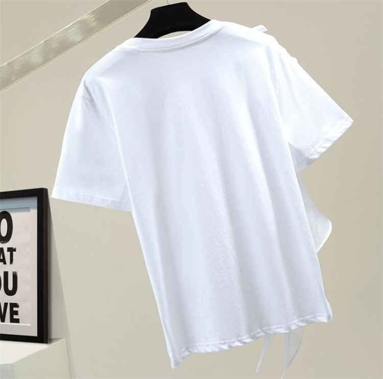 Tシャツ 半袖 コットン トップス フリル 縫付 フリー ホワイト拍卖