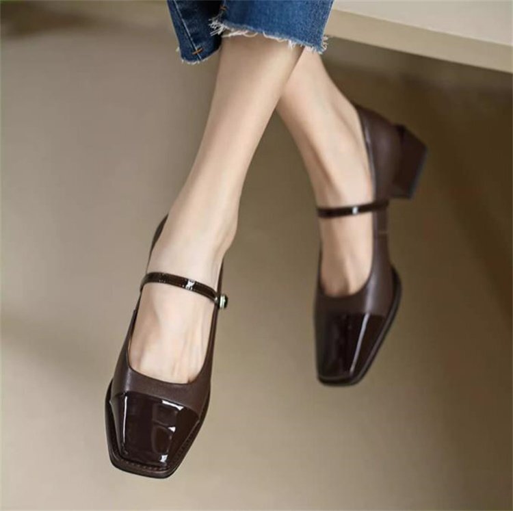 サンダル スクエアトゥ 角ボタン レースアップ 【36】23cm ブラック拍卖