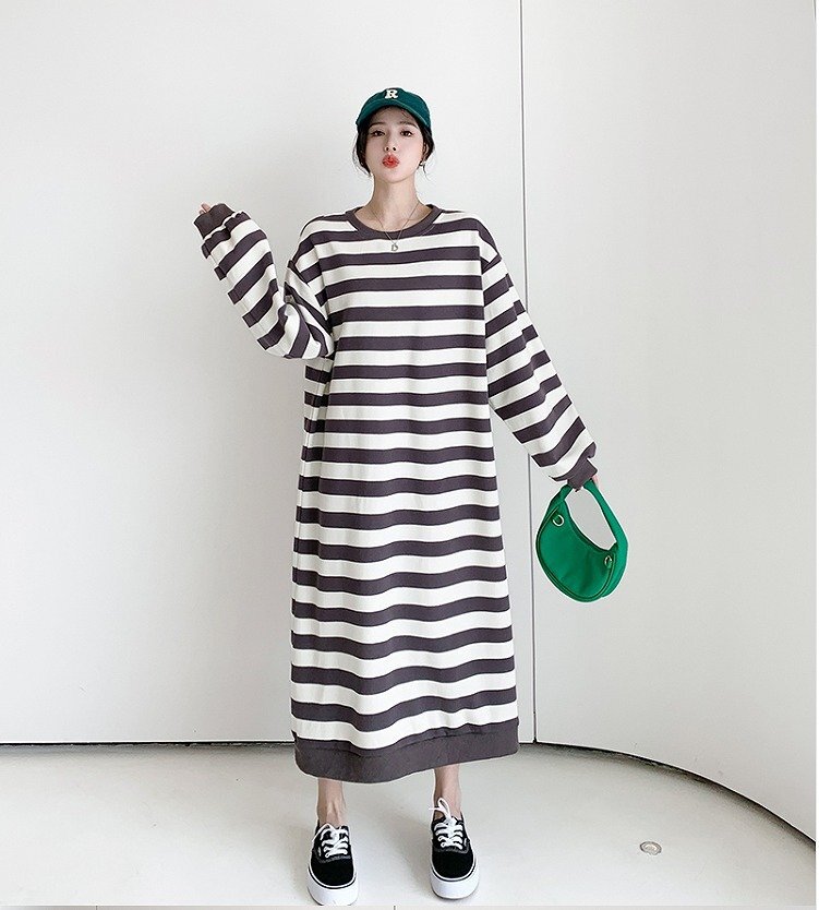 【大きいサイズXL-4XL】ファッションワンピース 4XL グレー拍卖