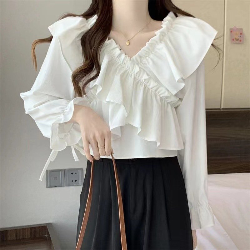 トップス レディース リボンショートブラウス ドビーストライプ ファッション フリー ブラック拍卖