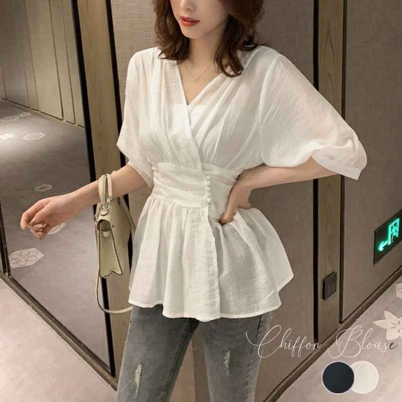 ペプラム ブラウス レディース 2点セット ベアトップ付き トップス S ブラック拍卖