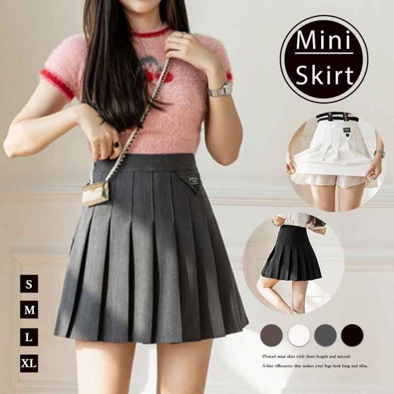 プリーツミニスカート インナーパンツ付き L ブラウン拍卖