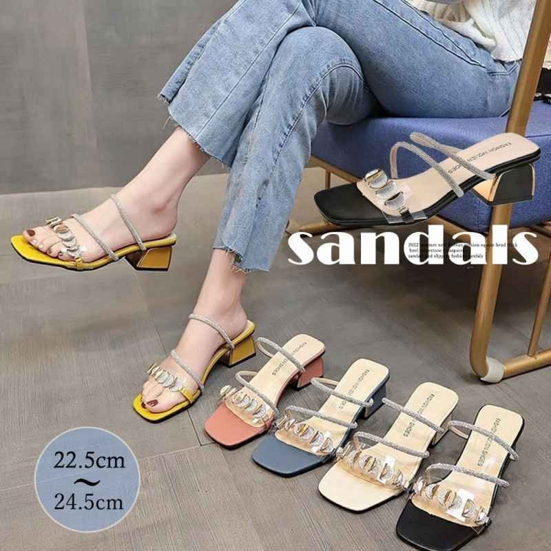 サンダル チャンキーヒール レディース 22.5cm(35) ブラック拍卖