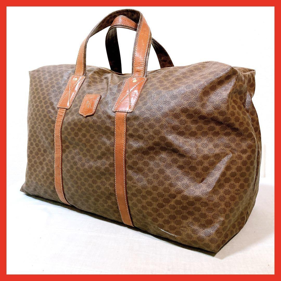 775 セリーヌ マカダム ボストンバッグ ハンドバッグ brown トリンオフ拍卖