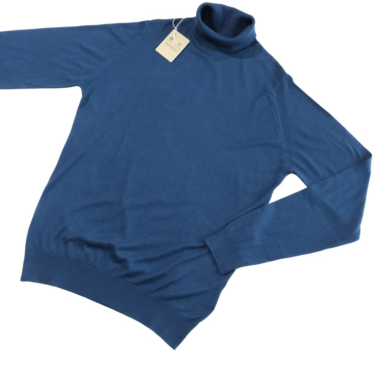 メンズ M ジョンスメドレー 最高級コットン タートルネックニット HAWLEY インディゴ INDIGO JOHN SMEDLEY イギリス製★拍卖