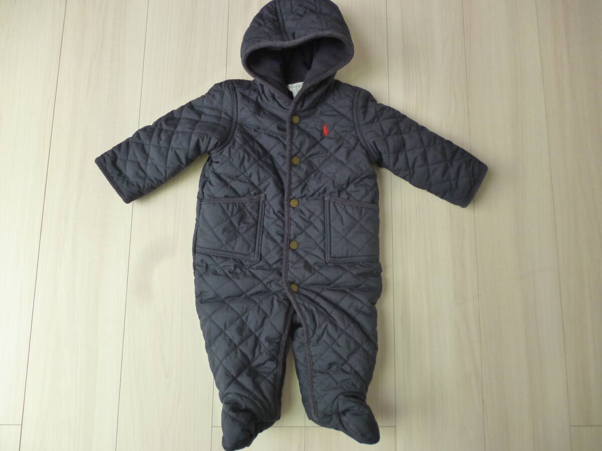 【ラルフローレン】ポニーマーク紺のキルティングカバーオールおくるみ★70cm★拍卖