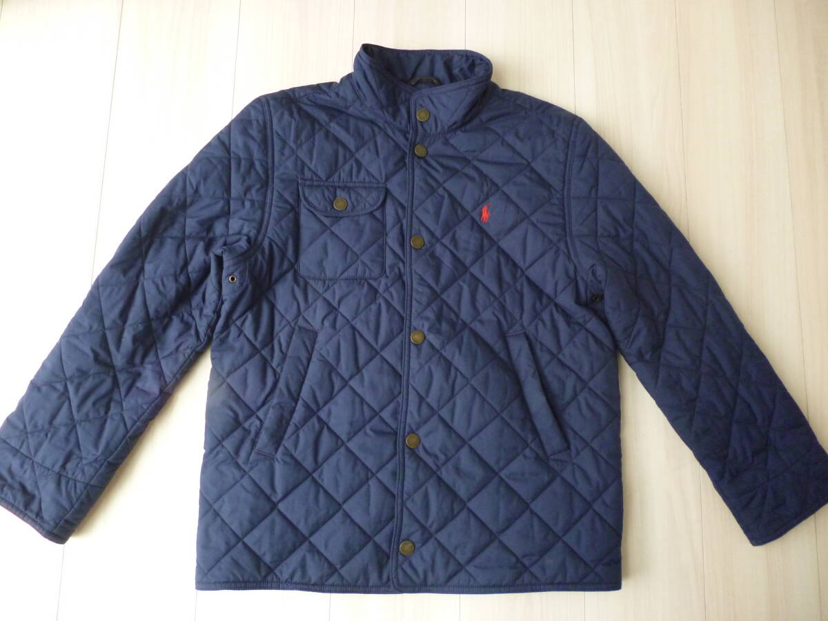 【ラルフローレン】ポニーマークキルティングジャケット紺★150cm★拍卖