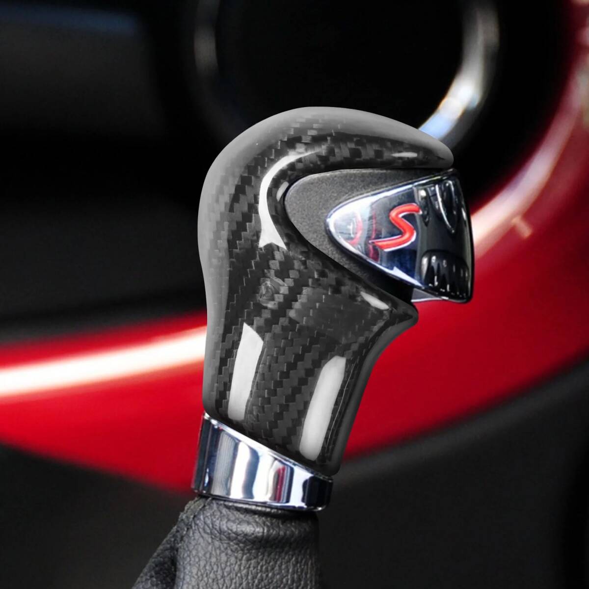 MINI シフトノブカバー カーボンファイバー R55 R56 R57 R58 R59 R60 R61 COOPER ミニクーパー ギア キャップ ハンドル拍卖