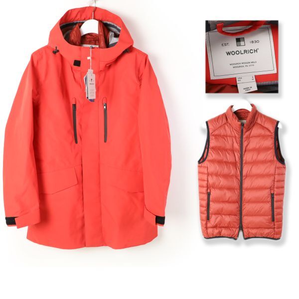 386 新品 ウールリッチ テックカーコート WOOLRICH ダウンジャケット ブルゾン アウター レッド M拍卖