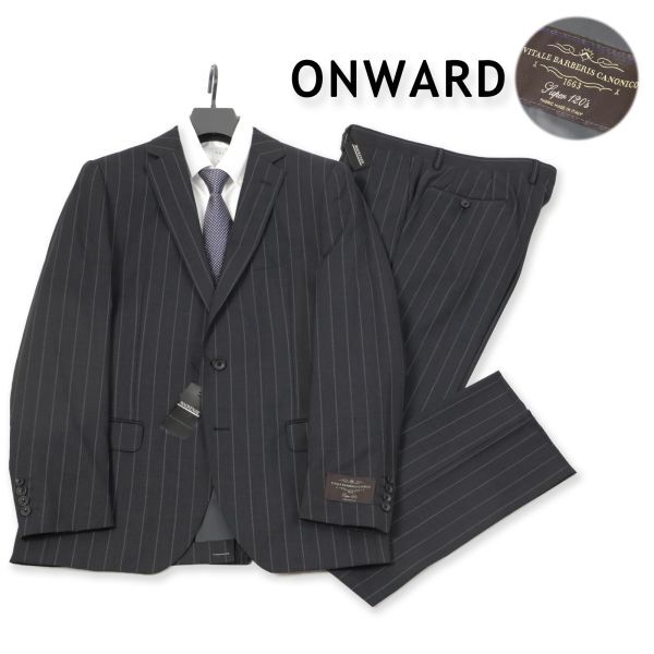 342 新品◇ マッケンジー x カノニコ バンカーストライプ ビジネススーツ オンワード メンズ シングルスーツ 背抜き Y5拍卖
