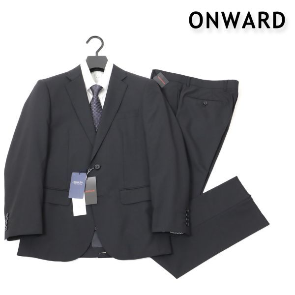 817 新品◇ MACKENZIE オンワード樫山 定番 タスマニアウール ビジネス スーツ メンズ 無地 ブラックスーツ 背抜き 90 A4拍卖