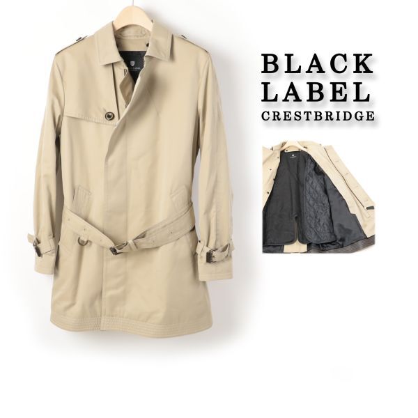 128♥ 新品 BLACK LABEL ブラックレーベルクレストブリッジ トレンチコート ビジネス ショート コート ライナー付き M拍卖